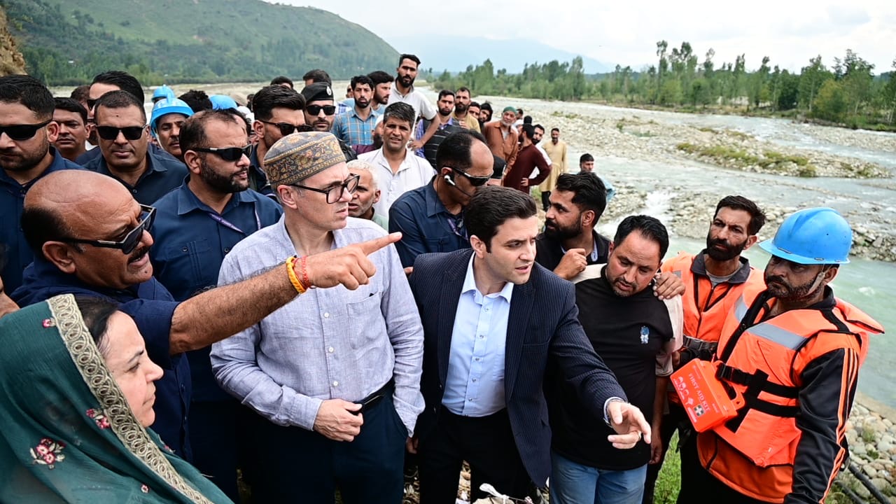 CM Omar Abdullah visits Kulgam to assess flood damage and oversee restoration efforts