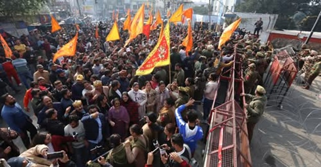 Protests outside Lok Bhavan in Jammu