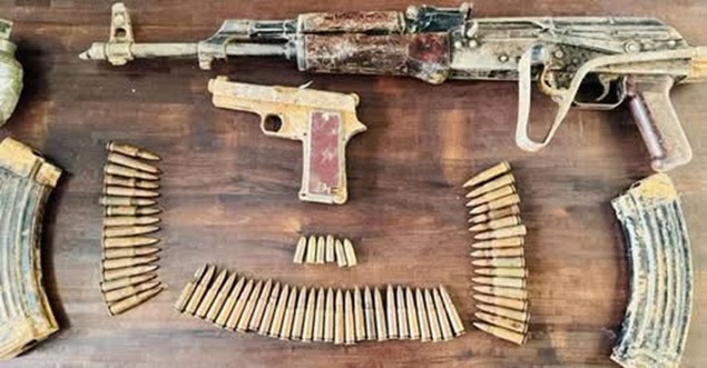 Joint security forces busts a terror hideout recovers arms and ammunition in J&K