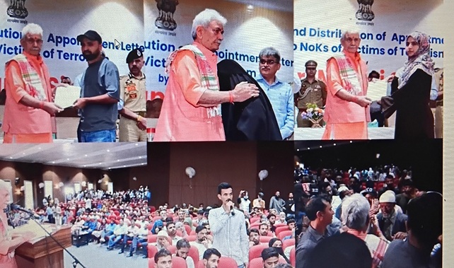 LG Manoj Sinha hands over appointment letters to NoKs of terror