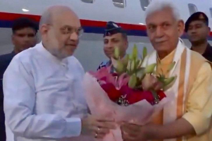  Home Minister Amit Shah arrives  in Jammu