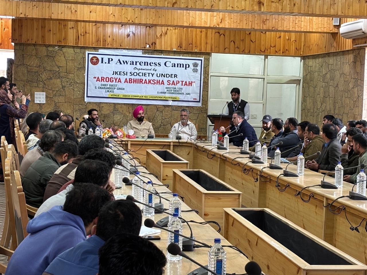 'Labour commissioner chairs concluding awareness camp of “Aarogya Abhiraksha Saptah” organised under JKESIS at Pulwama'