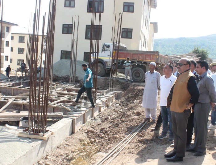 Dy CM J&K inspects construction work on transit accommodation at Machbawan, Martand