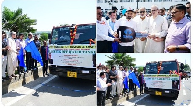 CM Omar Abdullah along with Minister Javed Rana flags off 10 new water tankers 