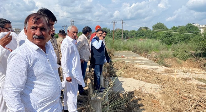 Minister Satish Sharma reviews damages in affected Areas in Jammu