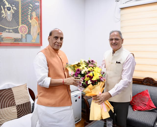 LG Ladakh Kavinder Gupta calls on  Rajnath Singh