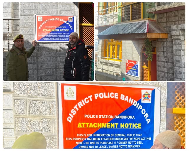 J&K Police attaches property as Three story House with Attic of drug peddler 