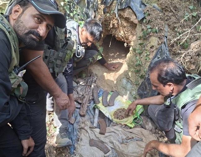 Arms cache recovered from hideout in Handwara forest 