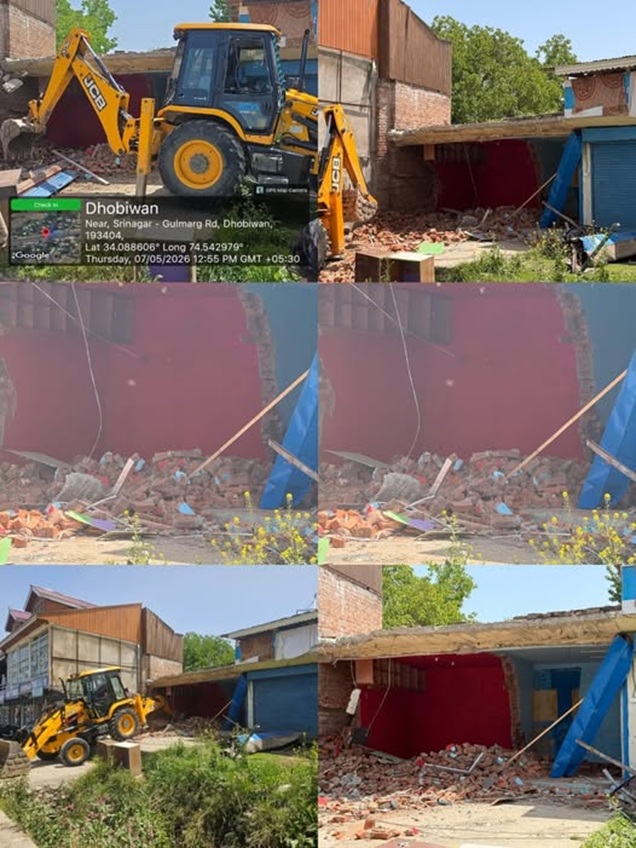 J&K Police intensifies anti-drug crackdown; Illegally acquired commercial property of drug peddler demolished 