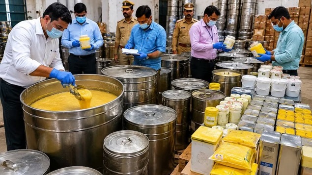 'Raid uncovers 18,000 of Litres of Adulterated Ghee  & 42,000 kg of butter & other dairy products of various brands in Udaipur'