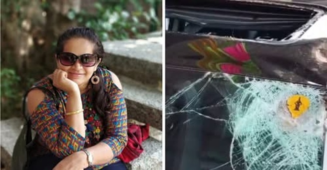 'Rock drops dead on a moving car in Maharashtra,  Kills a woman: Husband, son, M-in- Law escapes'