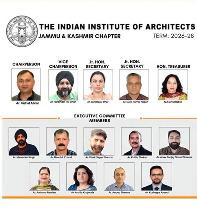  Vishal Abrol elected as Chairperson of Indian Institute of Architects , J&K Chapter 