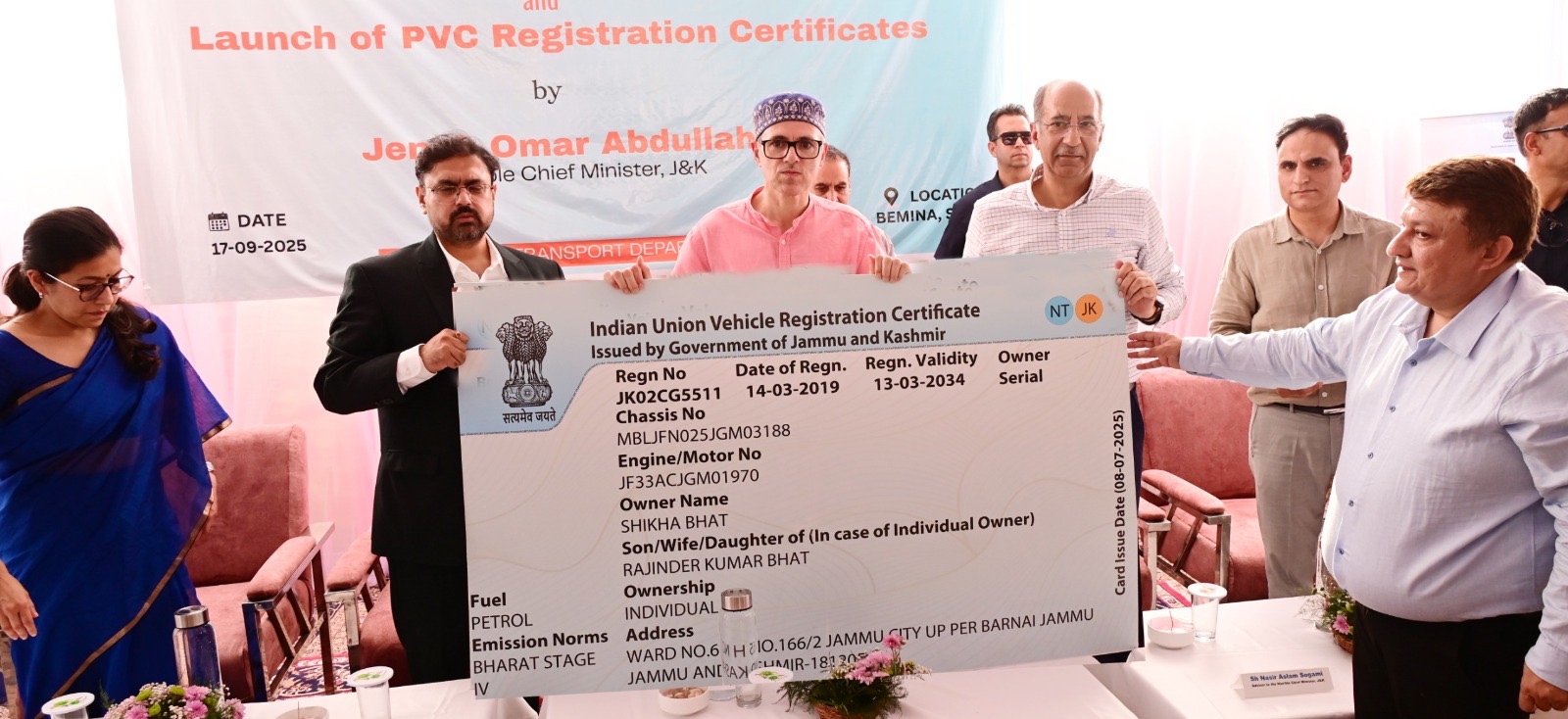 'CM Omar Abdullah launches new PVC Registration certificates for Vehicles '