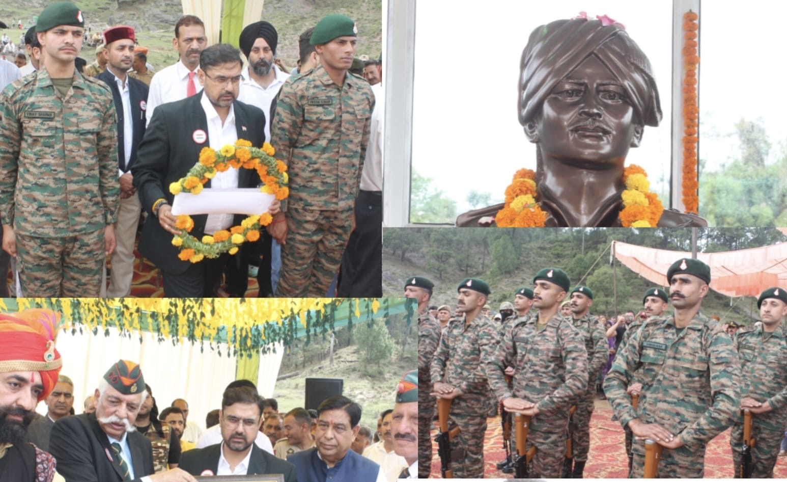 'Minister Satish Sharma along with Maj Gen GD Bakshi pay tributes to Martyr Subedar Parveen Singh '