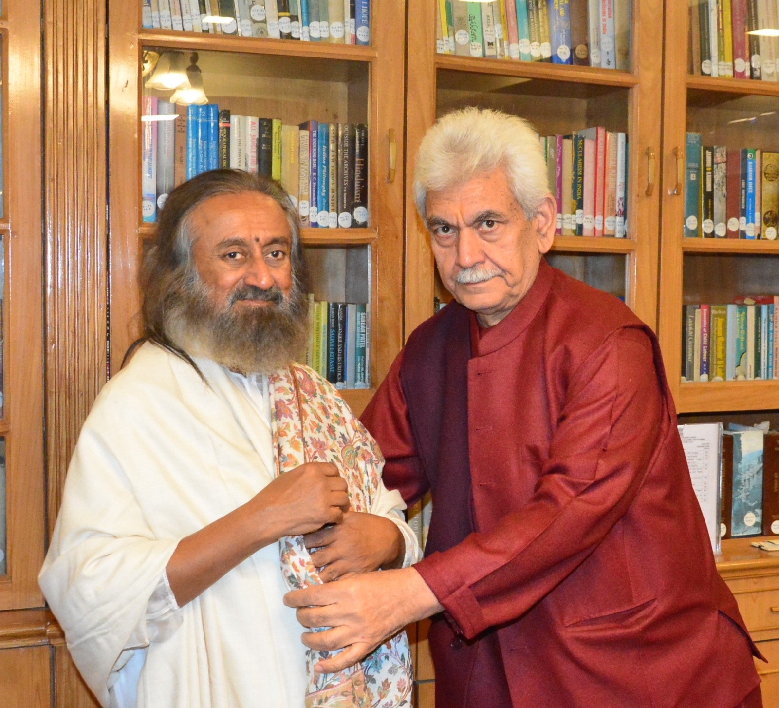 Spiritual Teacher  Sri Sri Ravi Shankar calls on LG Manoj Sinha 