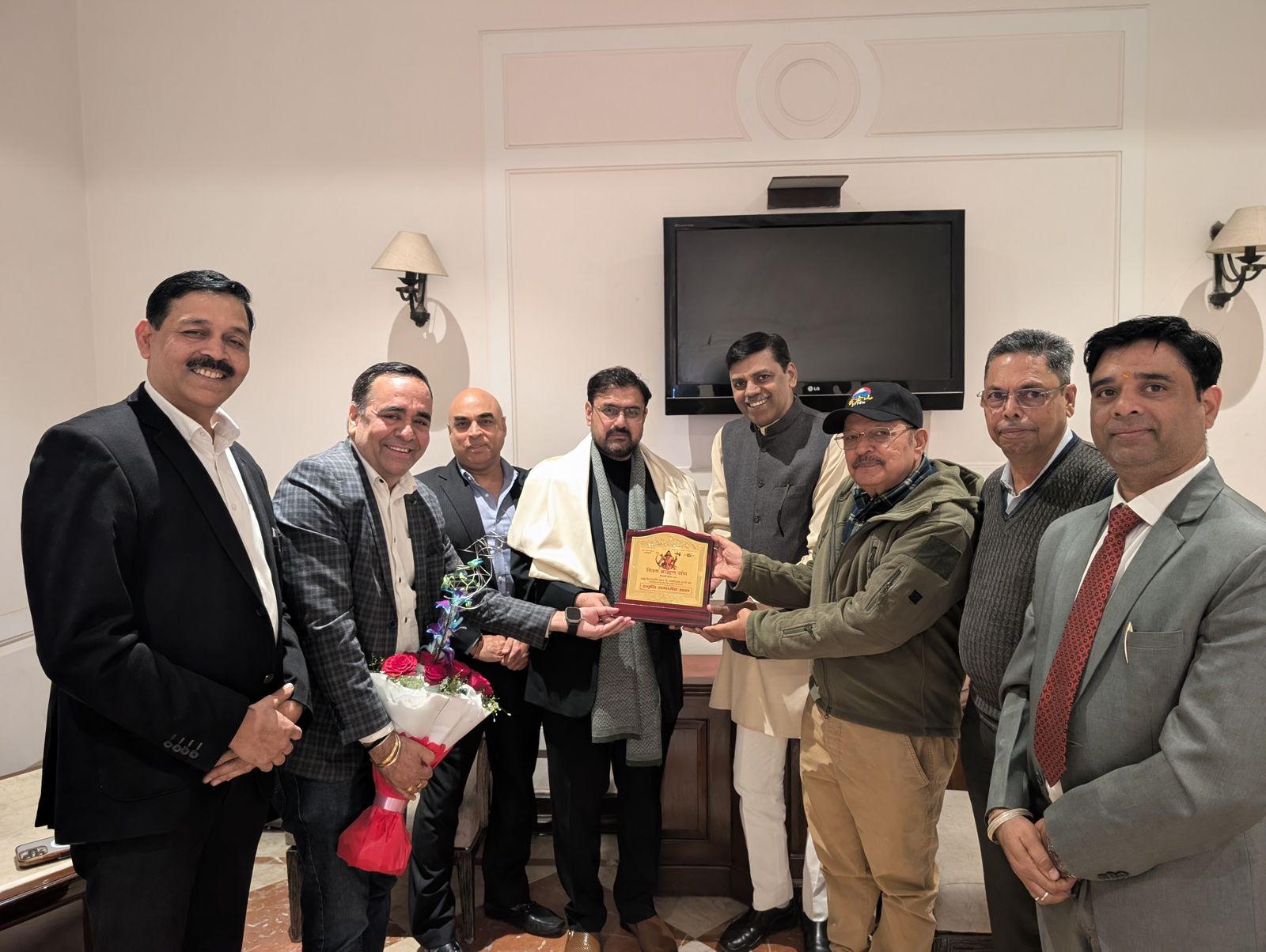 'World Brahmin Federation Delegation calls on Satish Sharma in Delhi'