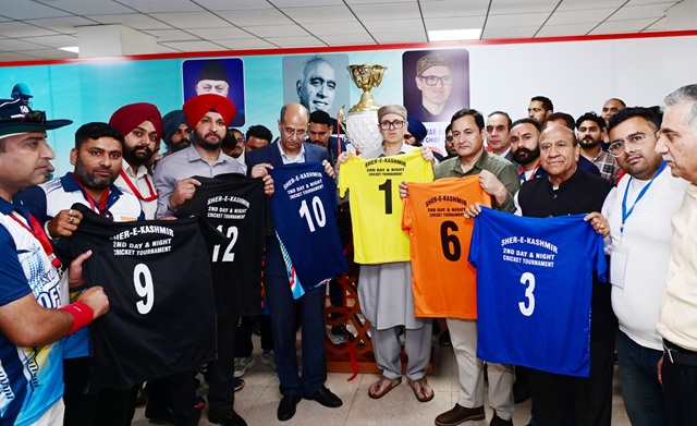 CM Omar Abdullah launches trophy for 2nd edition of  Sher-e-Kashmir Cricket Tournament & unveiled team jerseys