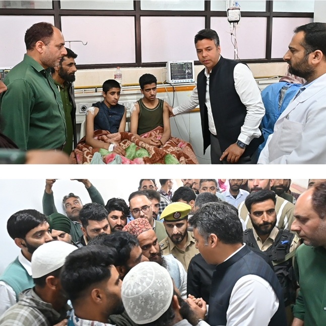 DC visits fire injury victims at GMC Anantnag