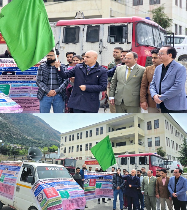 DPEO Kishtwar, Pankaj Sharma flags off Awareness Vehicle to mobilize public 