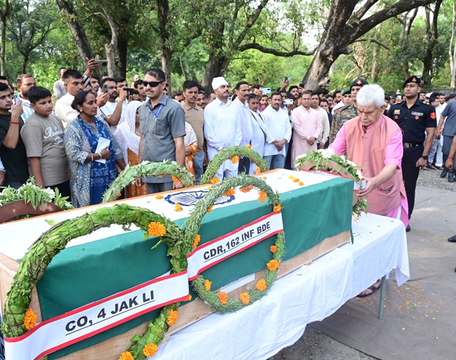 LG Manoj Sinha pays tributes to Army Braveheart Rfn Sunil Kumar