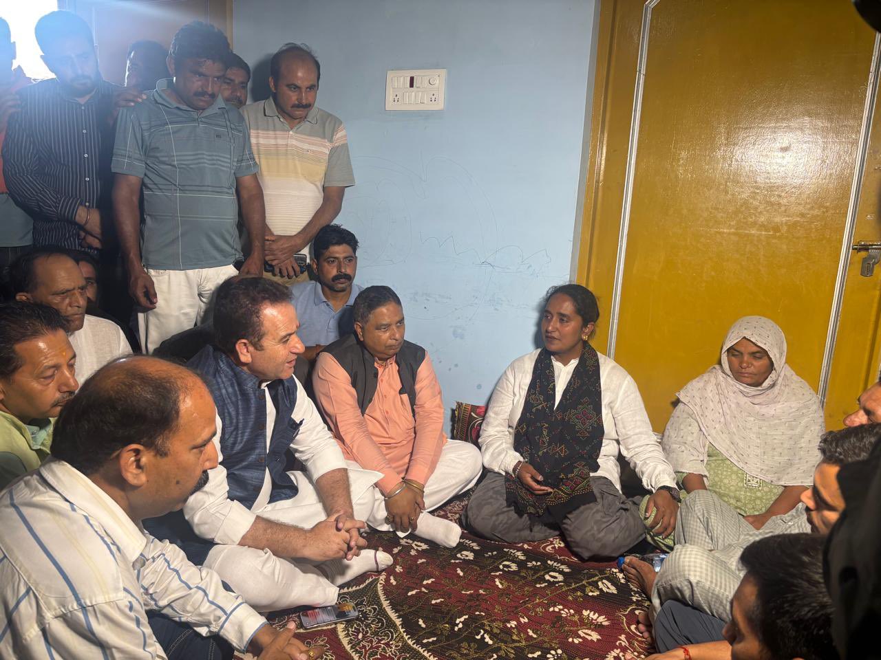 LoP Sunil Shrama , BJP Chief Sat Sharma visit residence of martyred Soldier  Sunil Kumar