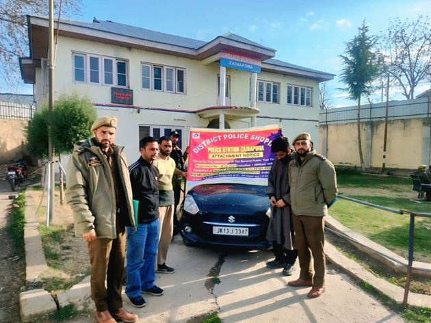 'J&K Police seizes Swift car worth ₹6,80,960 bought from drug proceeds'
