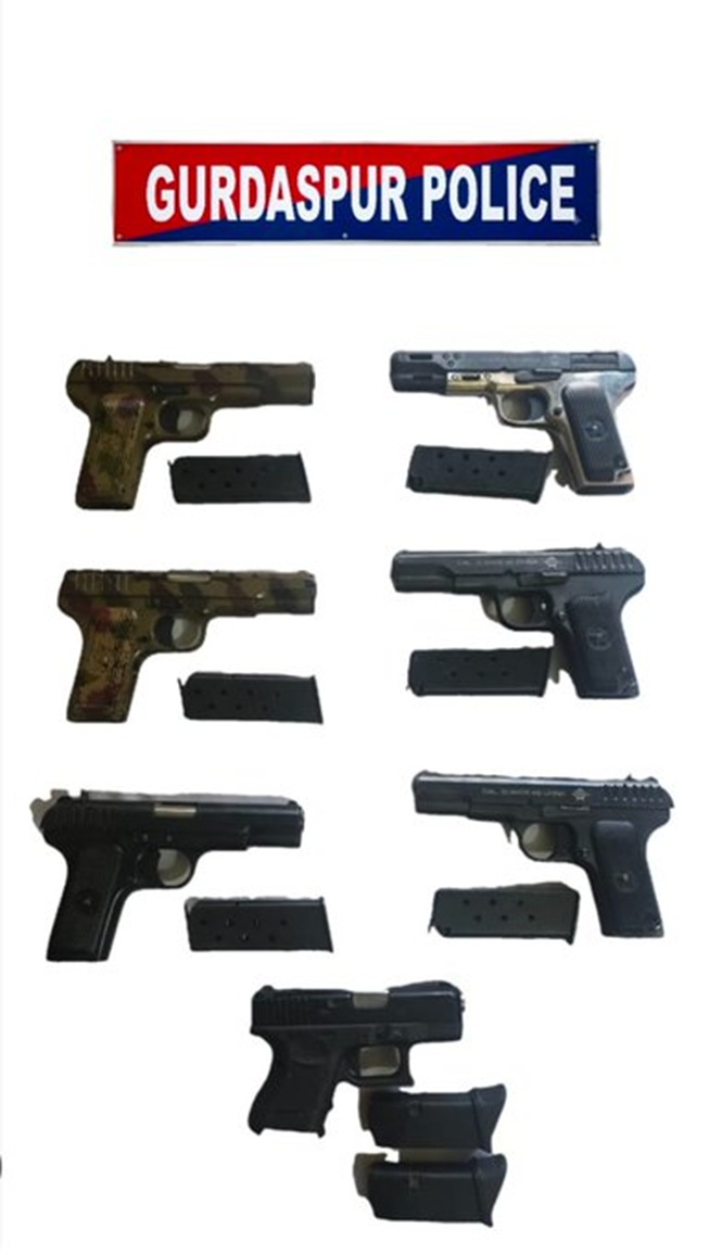 'Gurdaspur Police dismantles an interstate arms-smuggling racket, apprehends four accused, and recovers seven pistols'