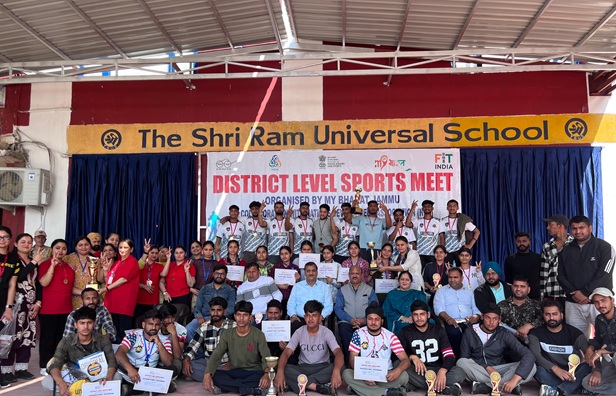 MLA Ramgarh Devinder Manyal distributes sports equipment at District Level Sports Meet in Samba