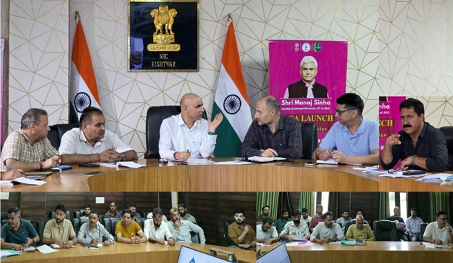 'DC Kishtwar reviews progress, implementation status & pending issues related to 130 water supply schemes being executed under JJM'