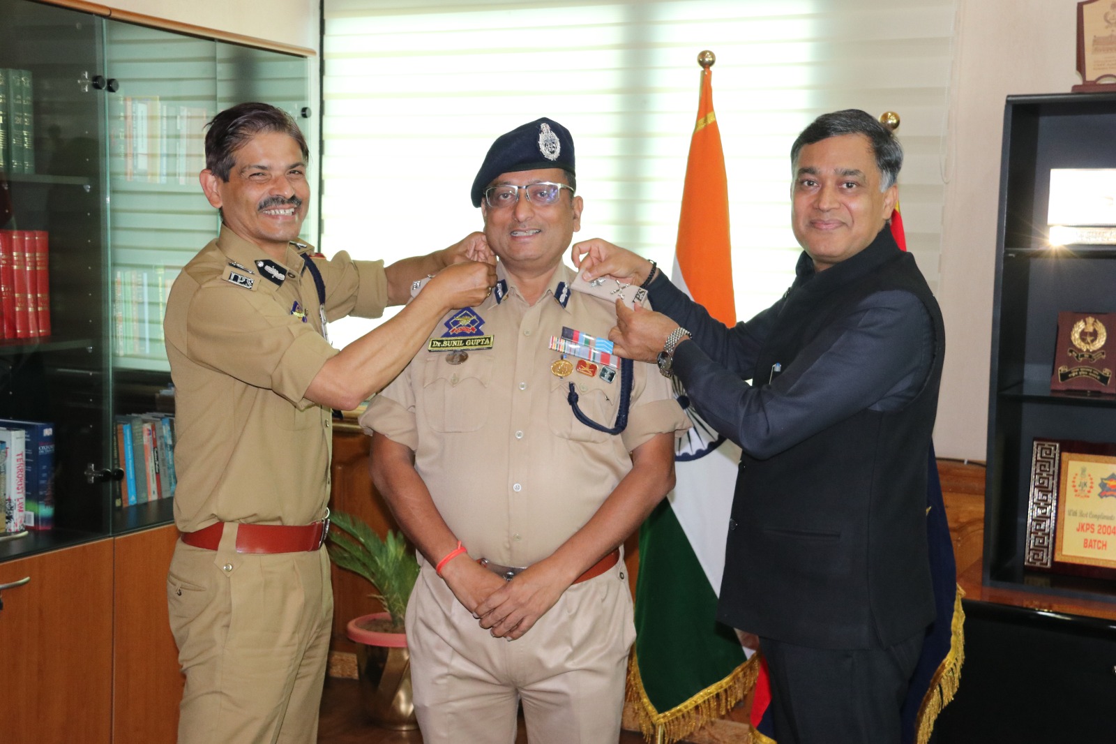 DGP J&K decorates Dr. Sunil Gupta with IGP Rank