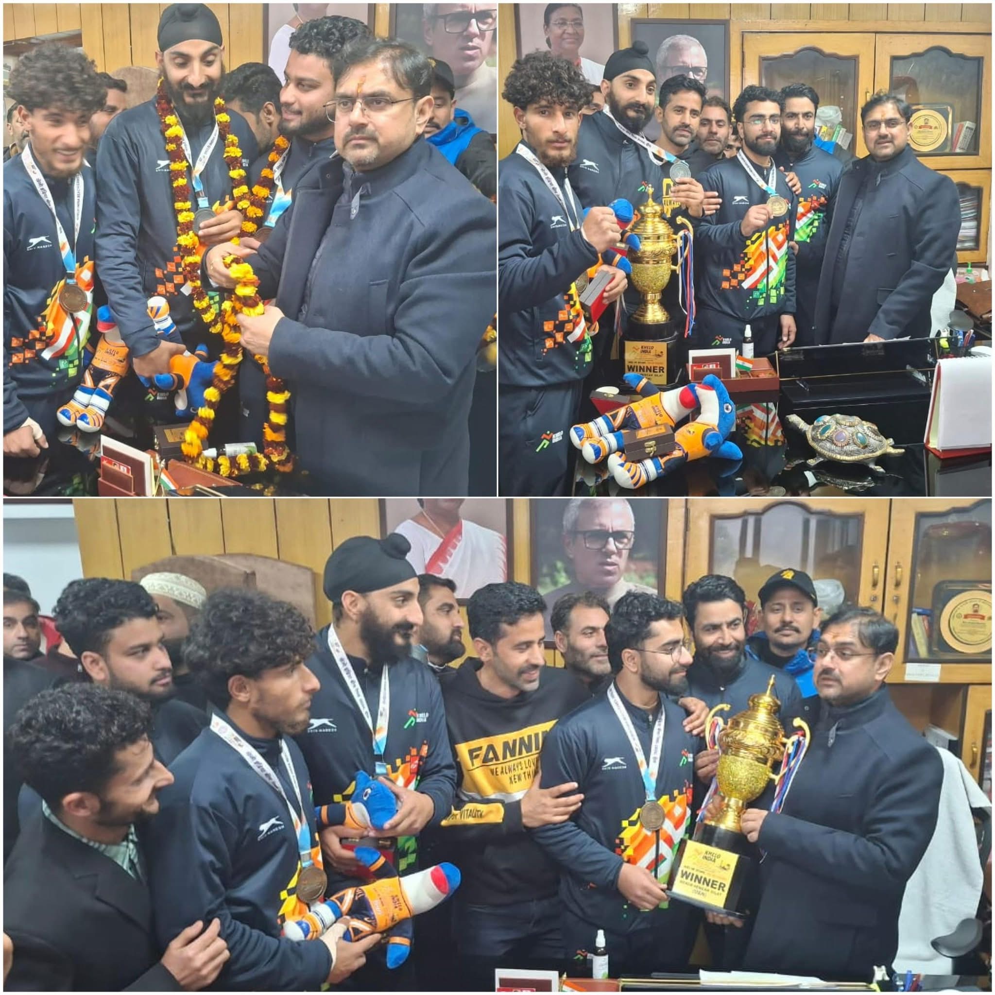 Minister Satish Sharma felicitates J&K’s outstanding athletes 