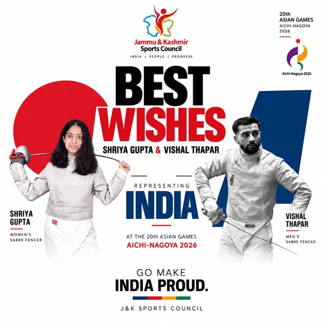J&K's Shriya Gupta and Vishal Thapar to represent India at 20th Asian Games in Japan 