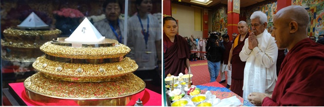 LG Manoj Sinha pays obeisance to sacred relics of Lord Buddha brought from India 