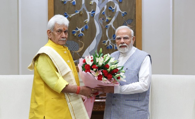 LG Manoj Sinha meets PM Narendra Modi 