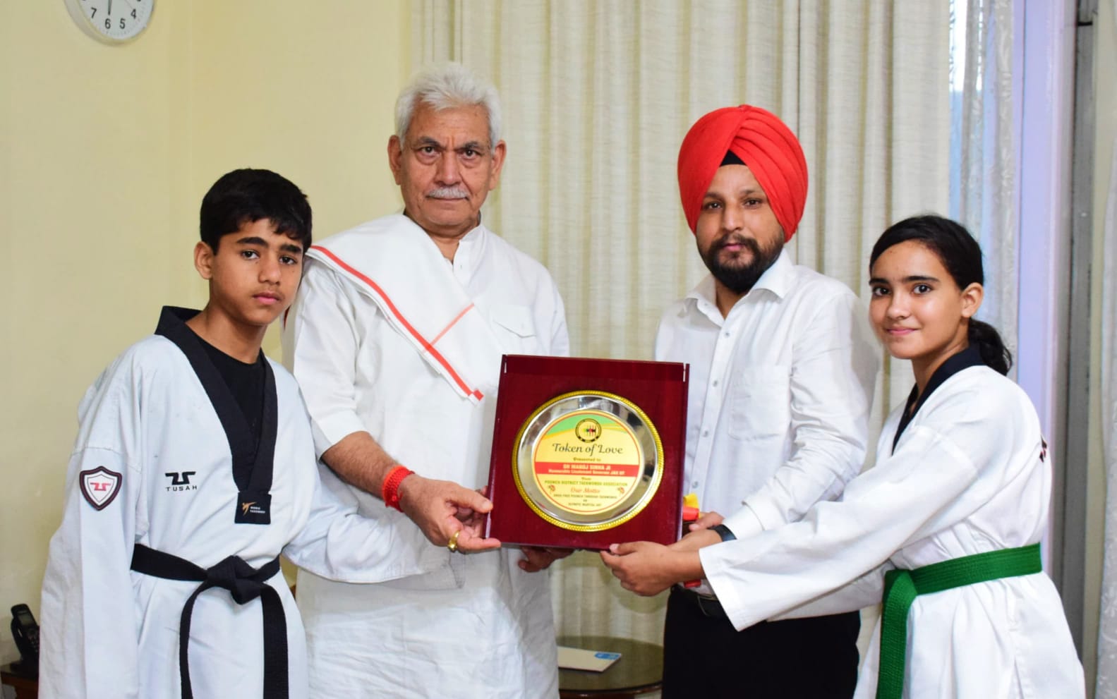 LG J&K meets Mohd Arhaan and Aarohi Dutta, Sub Junior National Taekwondo Silver and Bronze medalists