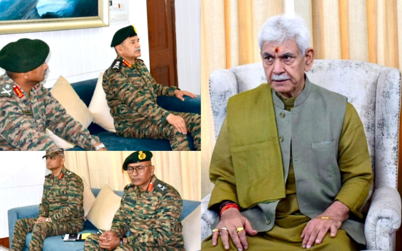 LG J&K reviews Security Scenario with Army Chief, Army Commander, Northern Command