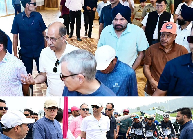 CM J&K inspects Gulmarg convention centre, flags Cyclothon
