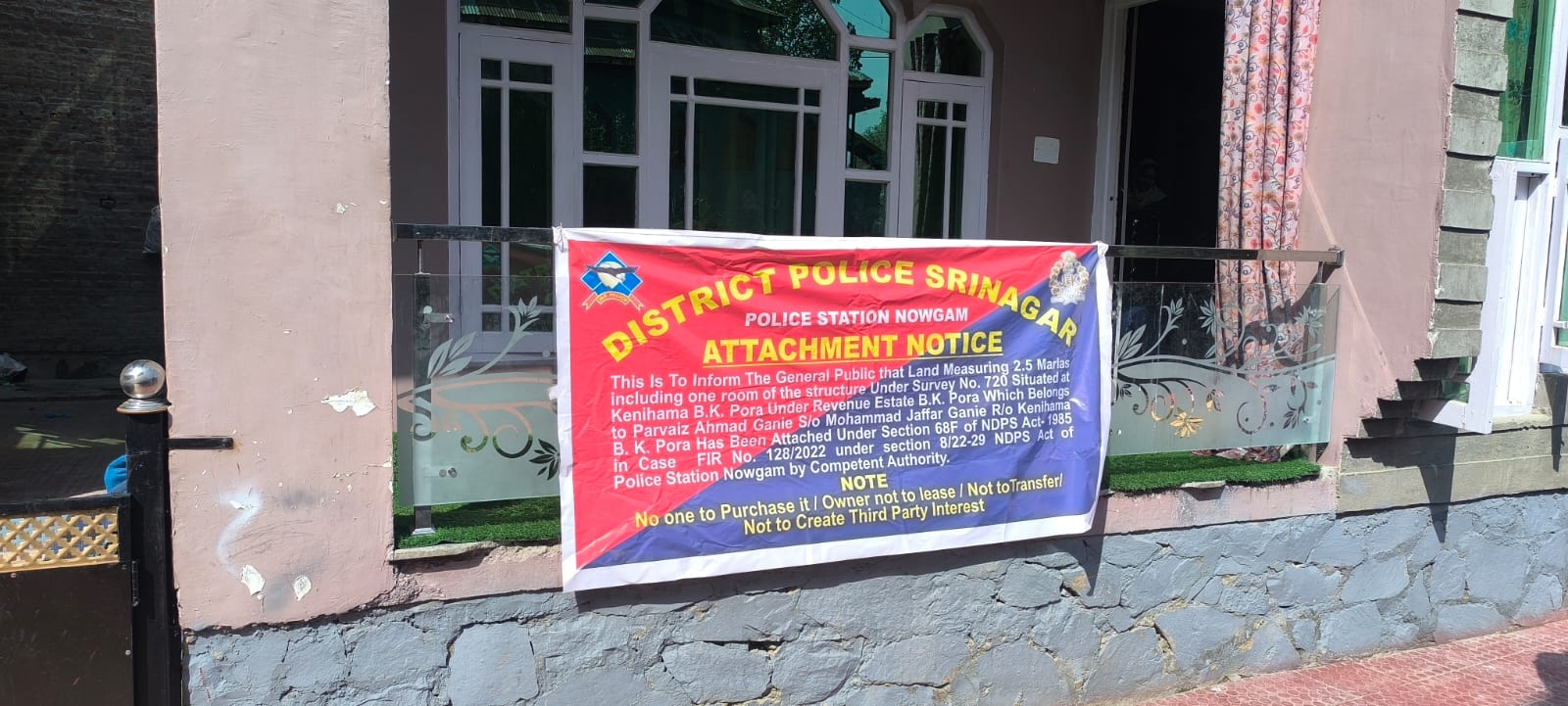  Srinagar Police attaches Residential Property worth Rs 75 Lakhs in Major Action against Drug Peddler