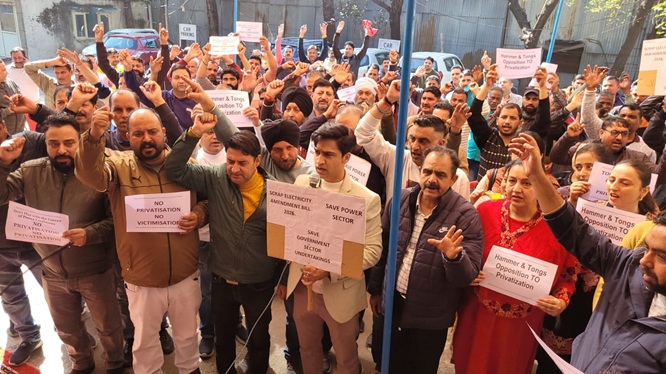  J&K Power Employees observe Protest against Electricity (Amendment) Bill 2025