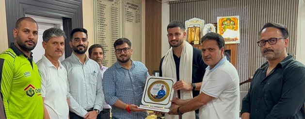DC Rajouri honours local cricket star Yudhvir Singh Charak for his achievements at National Level 