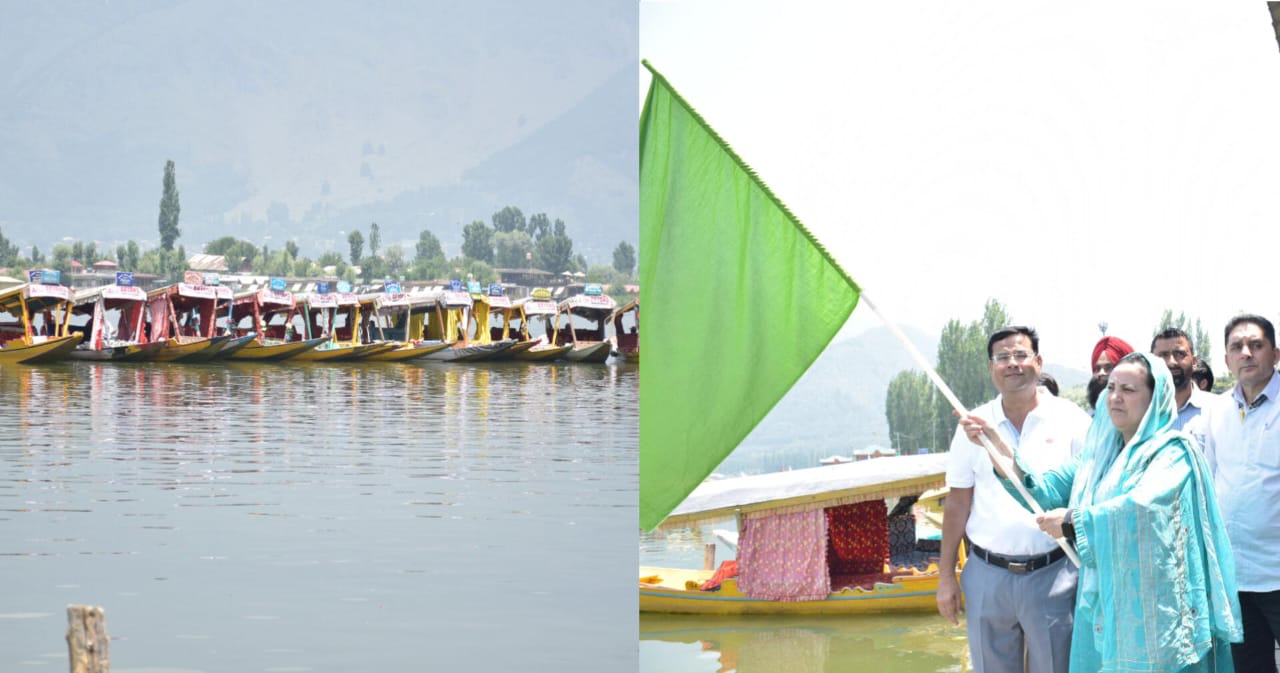 Sakeena Itoo flags off 6th Aryans Shikara Race at Srinagar