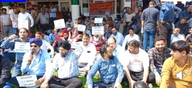 Health department, employees stage protests against deduction of 2.5 days' monthly salary
