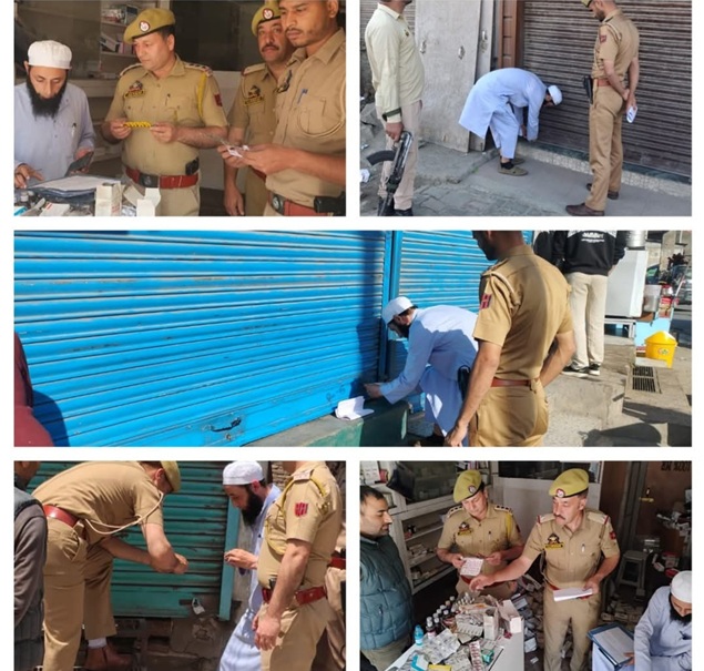Srinagar Police cracks whip on 06 medical shops for operating without valid license & selling expired medicines 