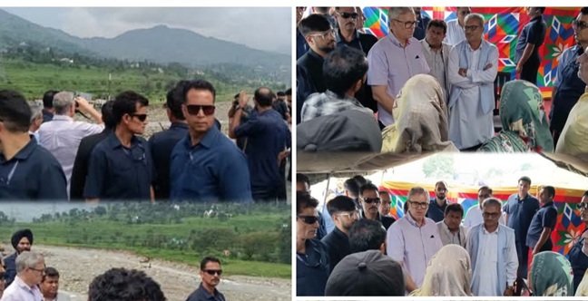 'CM  Omar Abdullah visits flood-affected areas in Rajouri'