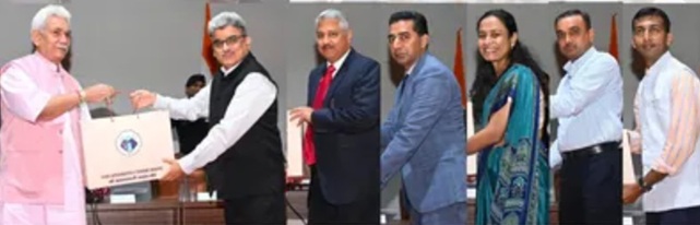 'LG Manoj Sinha felicitates officers of  SASB, Civil Admin,  J&K Police , Others  for successful conduct of SANJY'