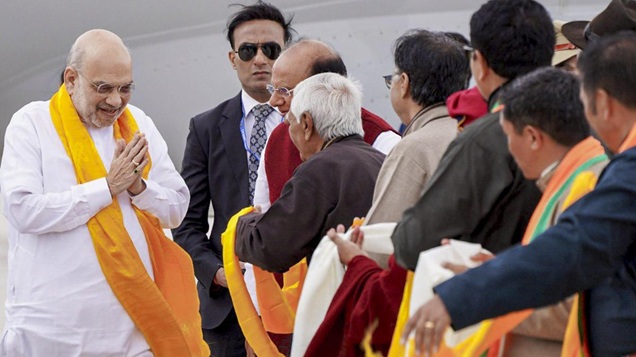 'Amit Shah arrives in Ladakh to attend first-ever international exposition of holy relics of Lord Buddha in India'