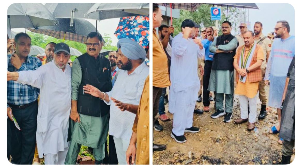 Minister Javed Rana along with MLA Vikram Randhawa , TS Tony visit rain-affected areas in Jammu
