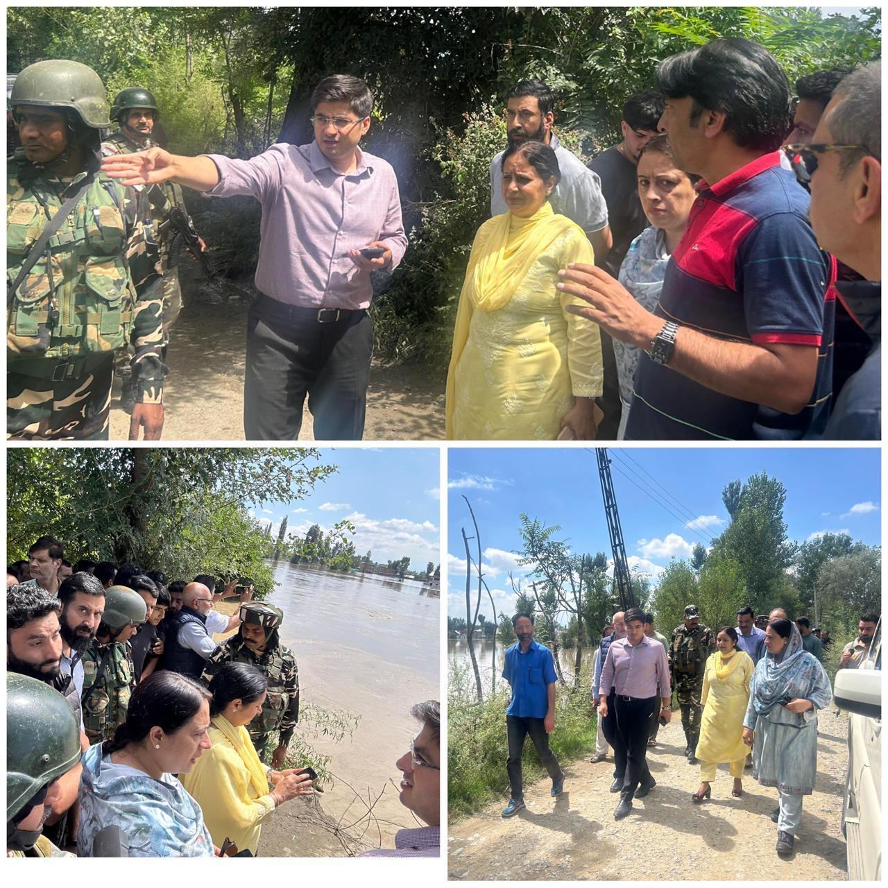 Mandeep Kaur tours flood affected areas of Pulwama, Budgam, Srinagar, takes stock of flood situation 