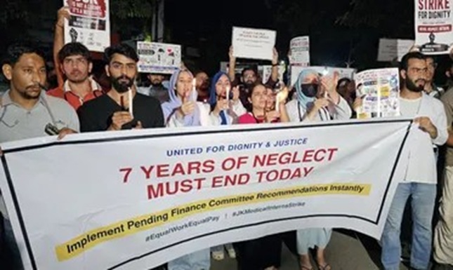 MBBS, BDS interns continue strike across J&K over stipend hike 