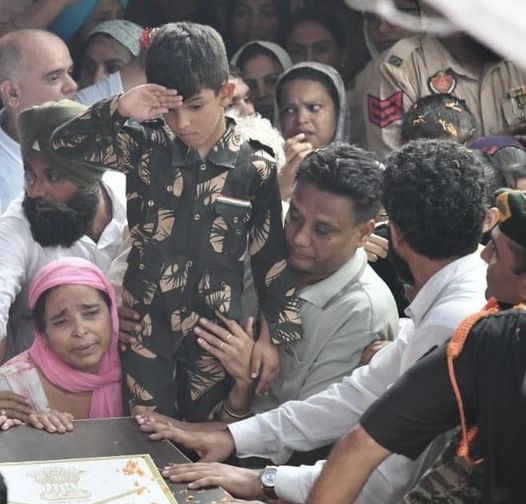 7-year-old son of martyr Colonel Manpreet Singh salutes his father wearing  Army clothes